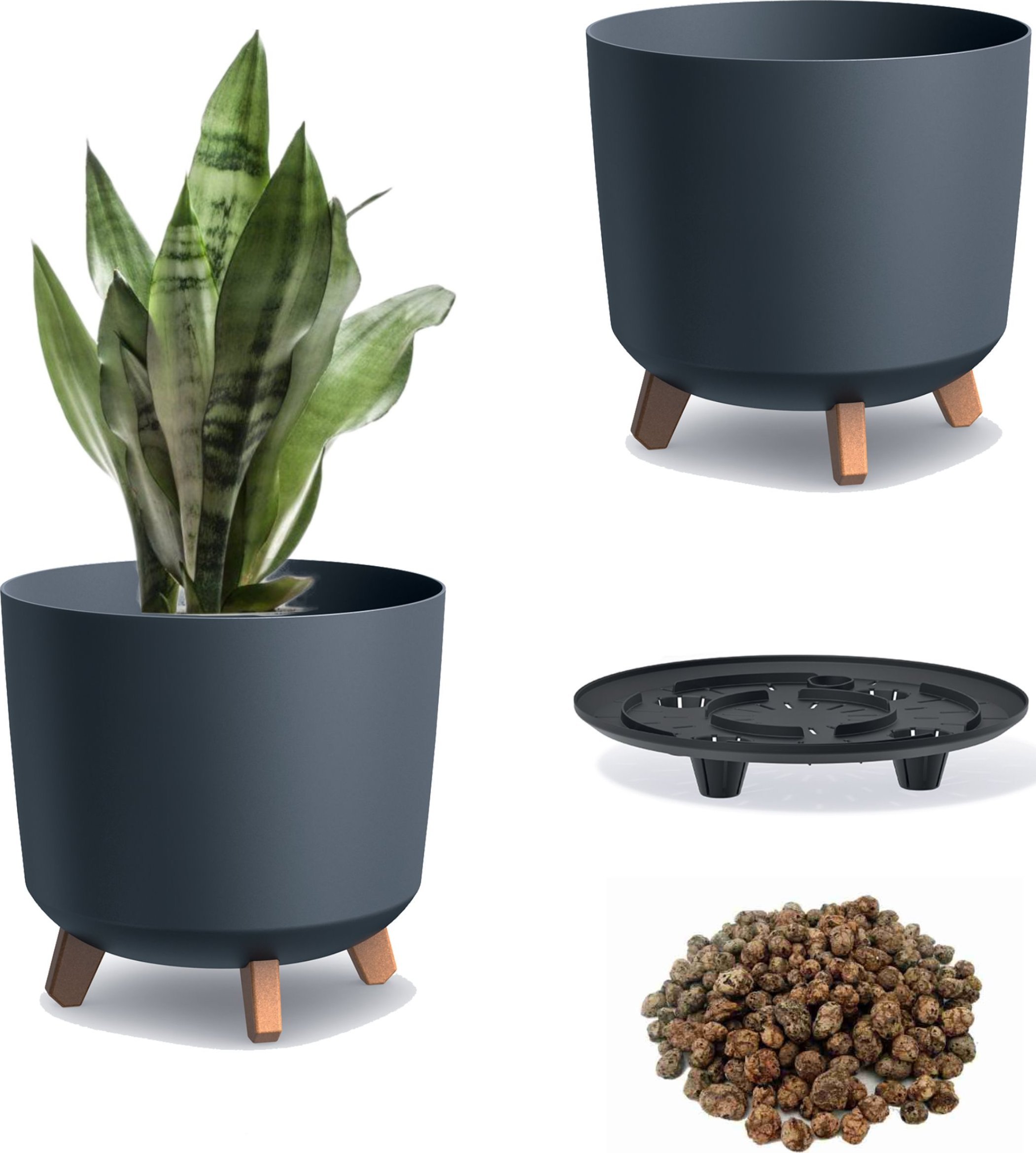 Prosperplast Doniczka okrągła na nóżkach GRACIA DGTL300L + keramzyt 1l