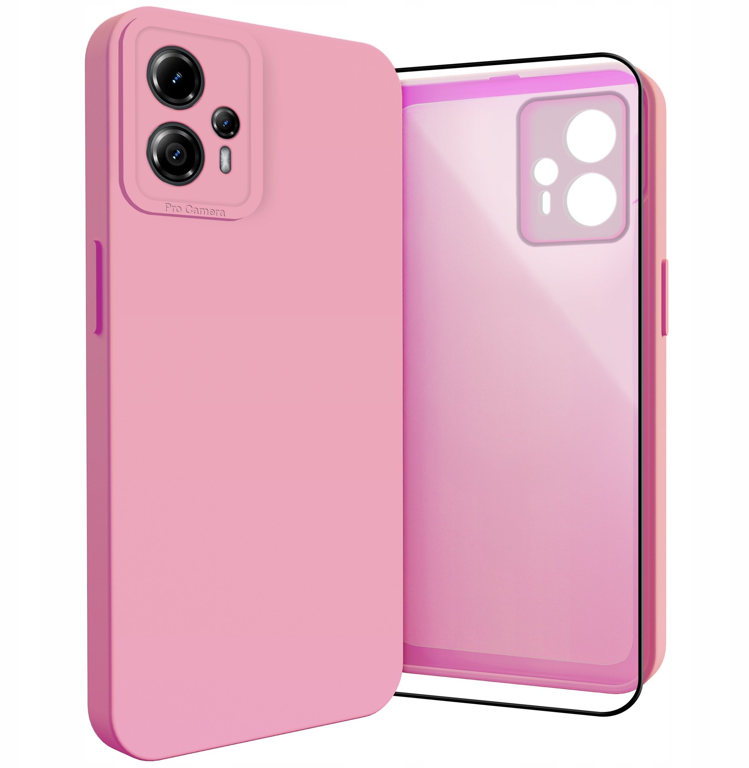 Etui do Motorola Moto G13 / G23 (Osłona Kamery, Różowe, Plecki) Szkło 9H