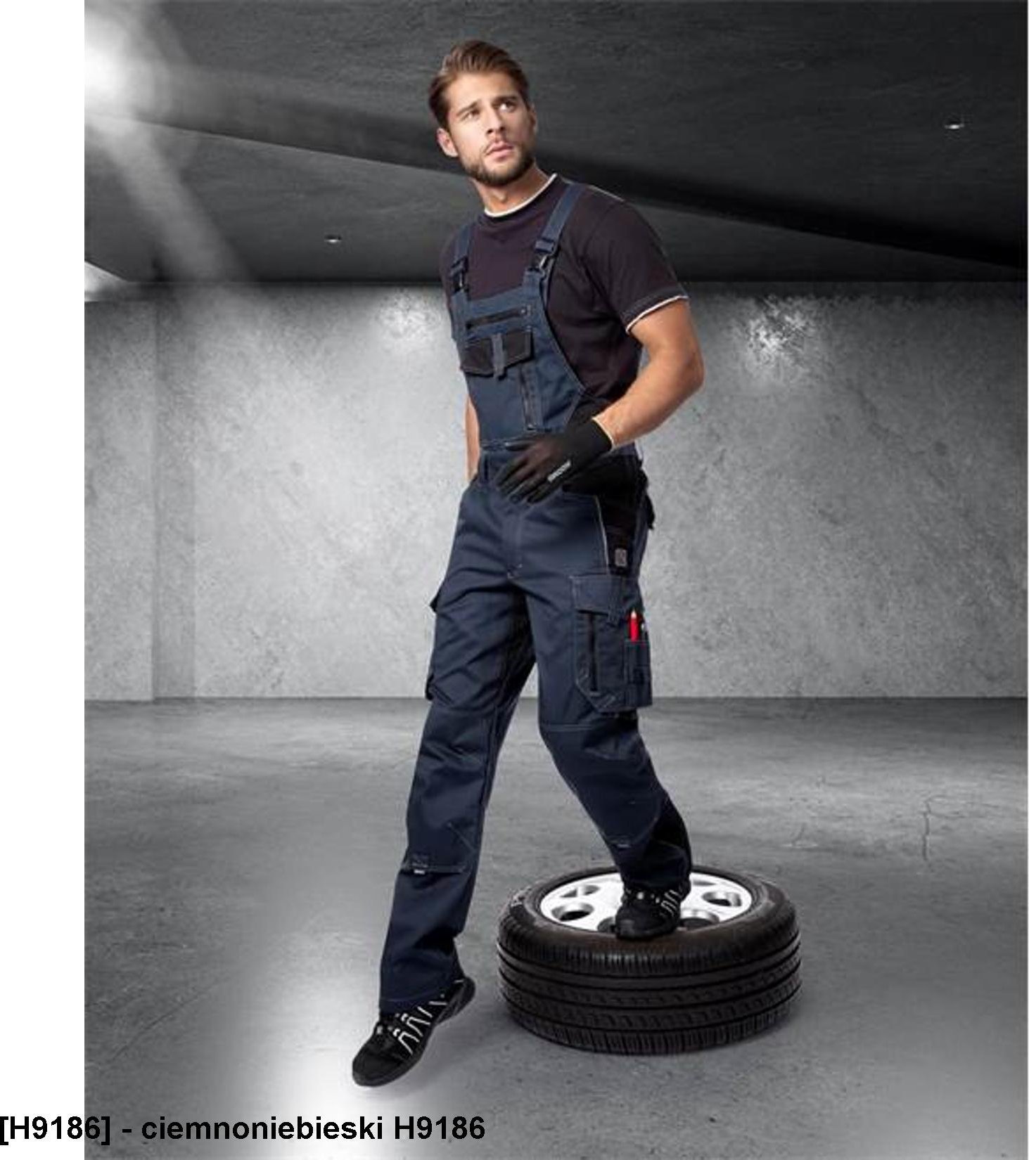 Ardon VISION 03 Ardon - modne spodnie ogrodniczki męskie z wysokiej jakości materiału, odblaskowe elementy - ciemnoniebieski H9186, S