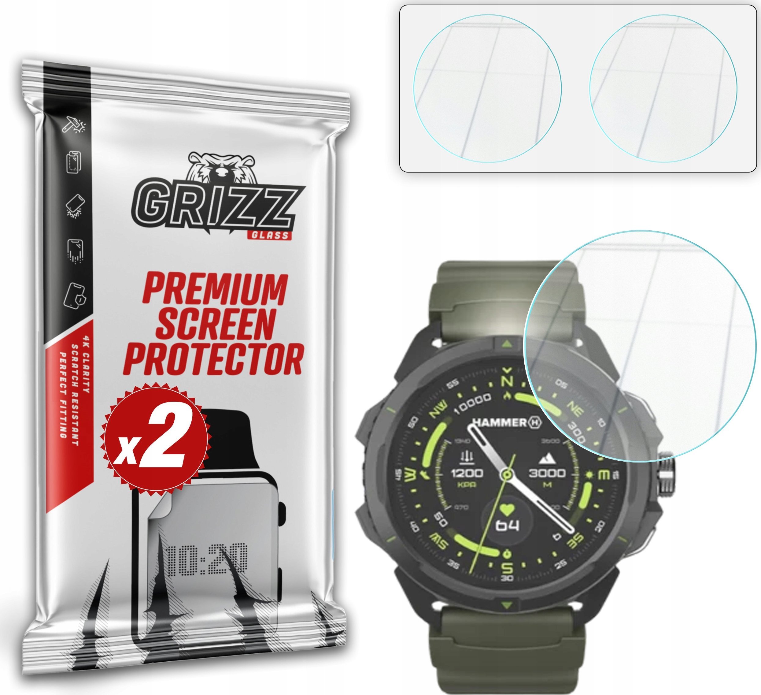 Szkło hybrydowe GrizzGlass HybridGlass do Hammer Watch 2 Military Edition