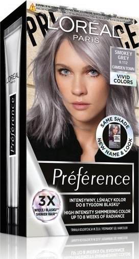 L’Oreal Paris Loreal Preference Vivid Colors Farba do włosów nr 9.112 Smokey Grey (Camden Town) 1op.