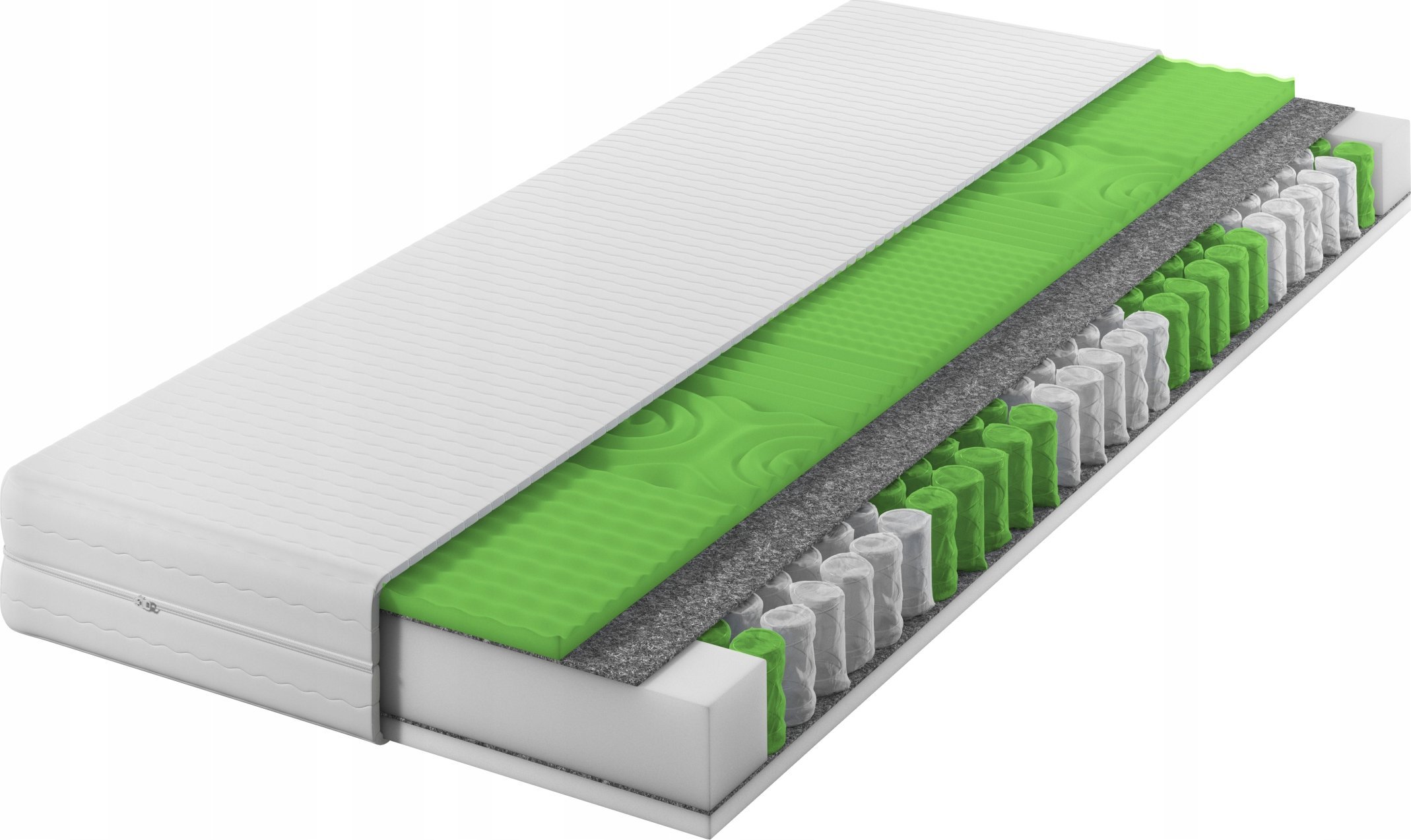 Materac sprężynowy 100x200 |Pianka masująca | Dwustronny H3| 7 stref | Rdzeń ze sprężyn kieszeniowych | Pokrowiec pikowany