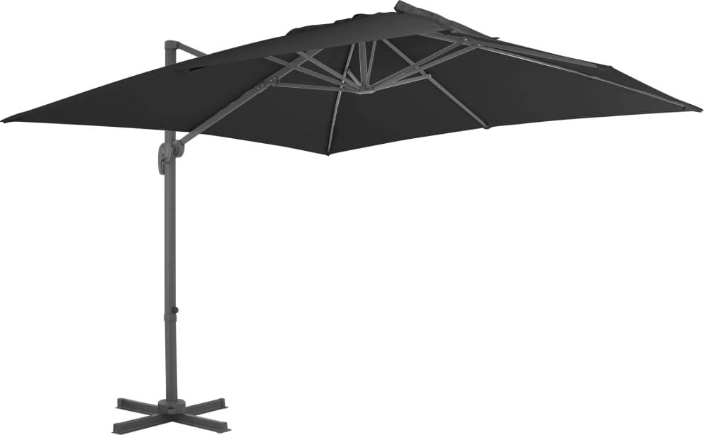 vidaXL Parasol wiszący z aluminiowym słupkiem, 3x3 m, czarny