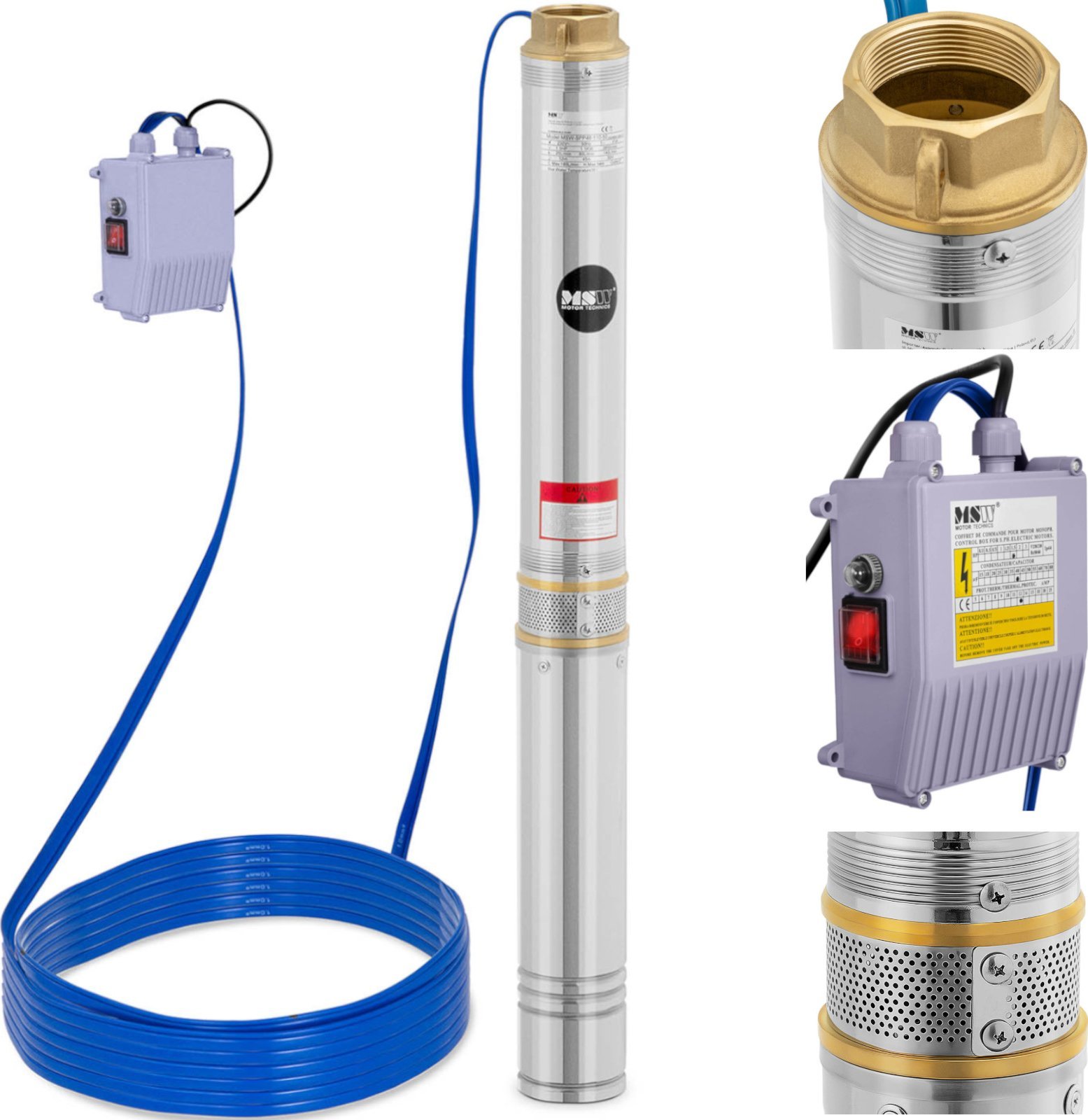 MSW Pompa głębinowa do studni głębinowej STAL 1500 W 10800 l/h do 54 m Pompa głębinowa do studni głębinowej STAL 1500 W 10800 l/h do 54 m