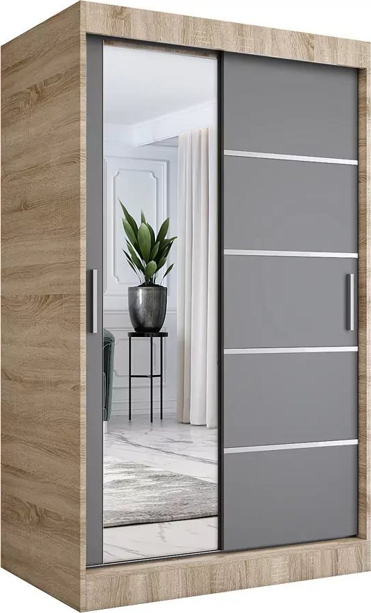 Elior Szafa przesuwna 120 cm dąb sonoma + antracyt - Felix 3X