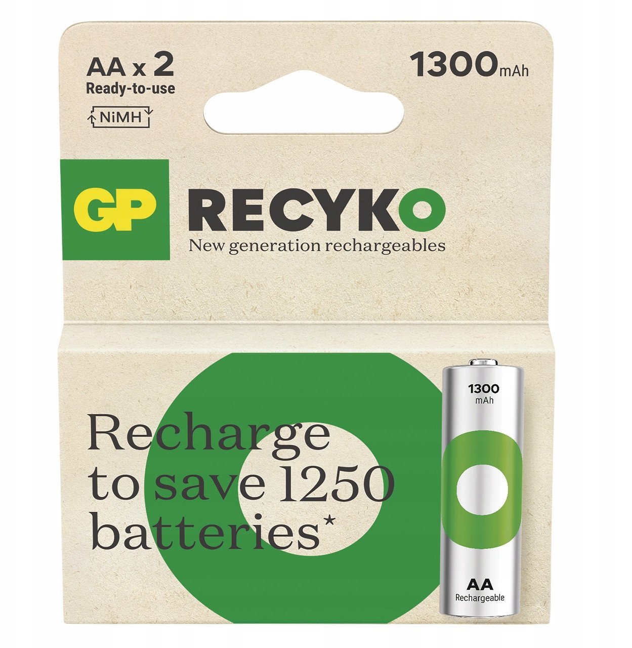 GP ACCUMULATORS RECYKO AA. 1300MAH. 2PC