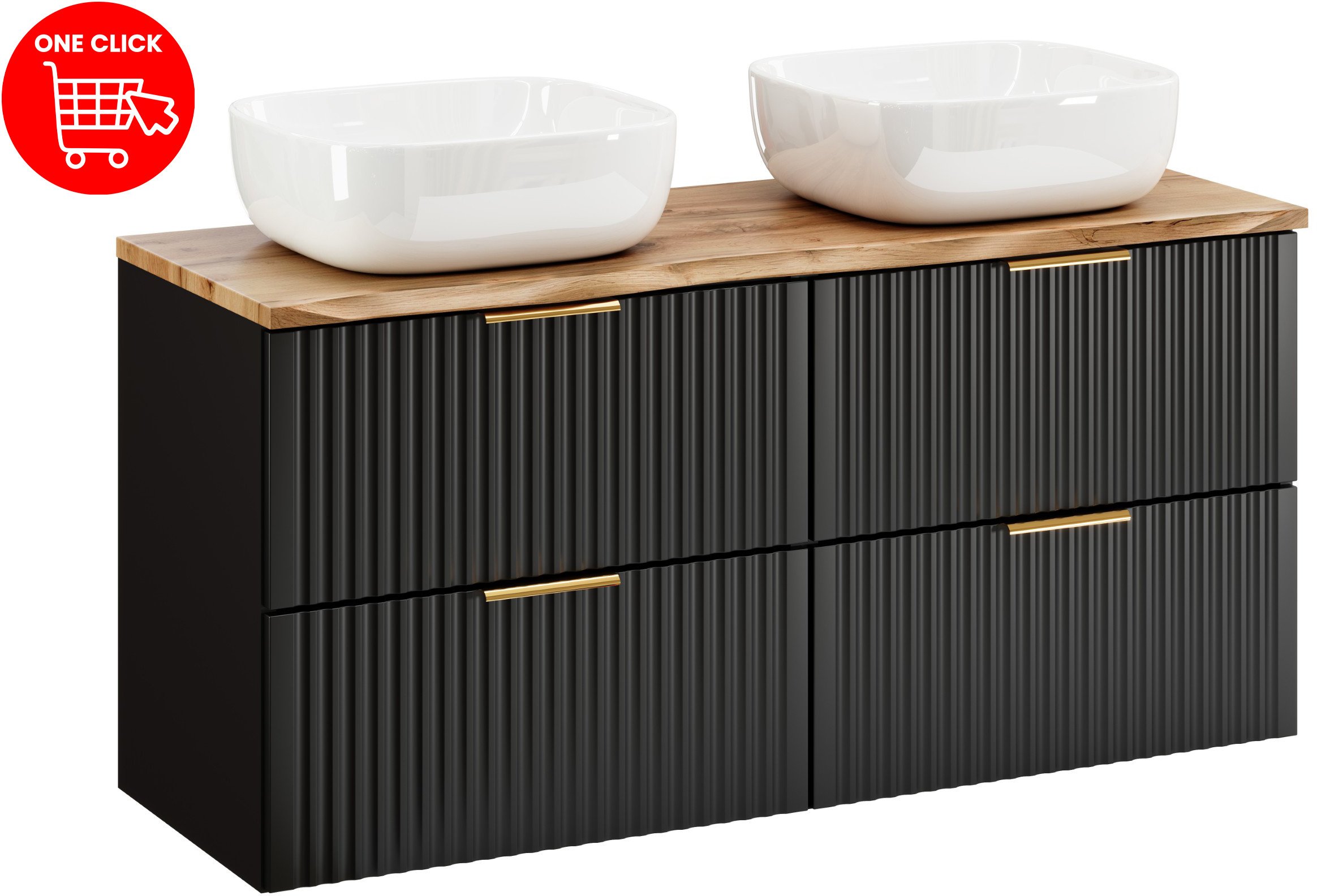 Zestaw meblowy 120cm z blatem i 2 umywalkami nablatowymi Smile