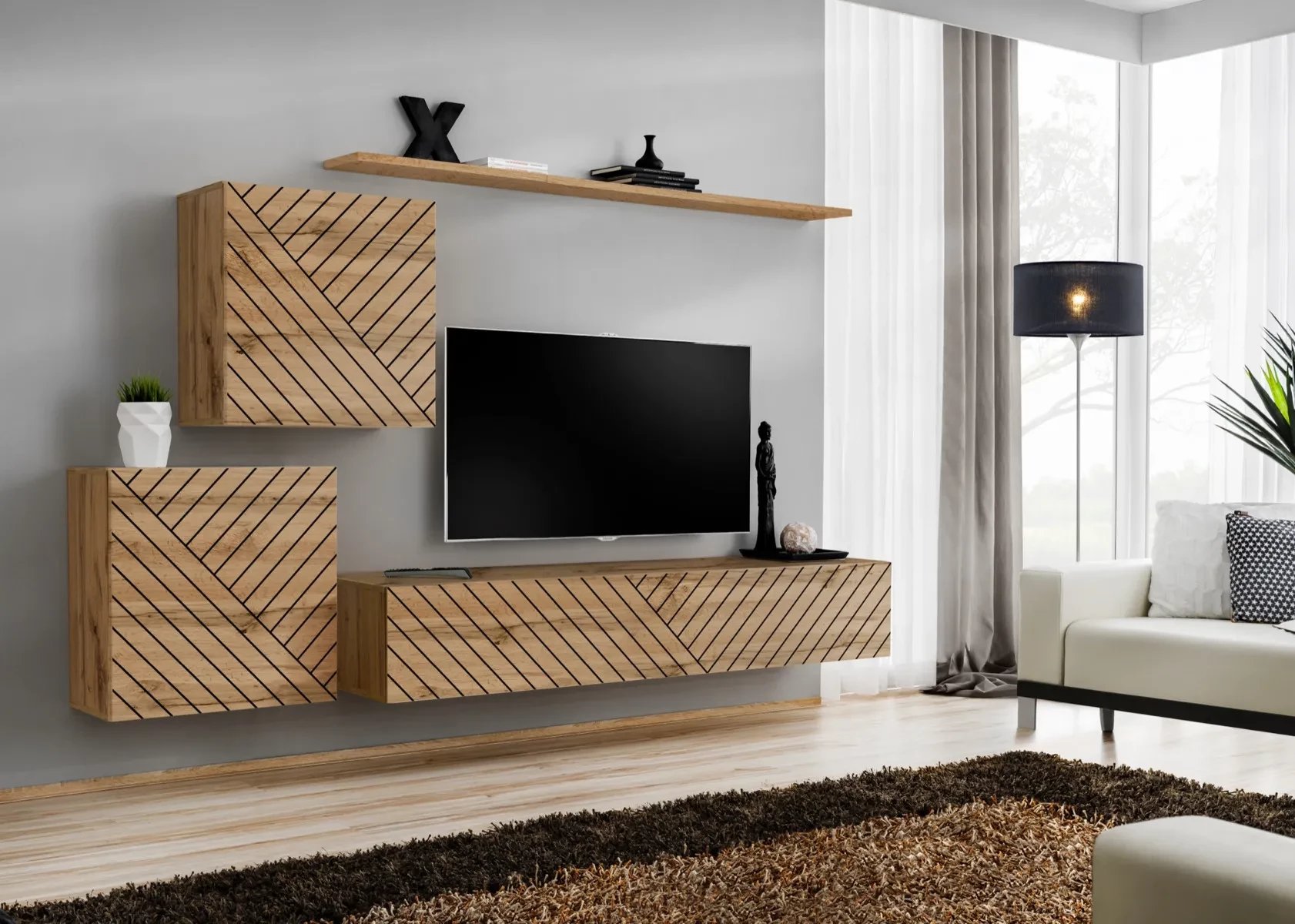 Meblościanka SWITCH LAMEL V dąb wotan ASM Meble