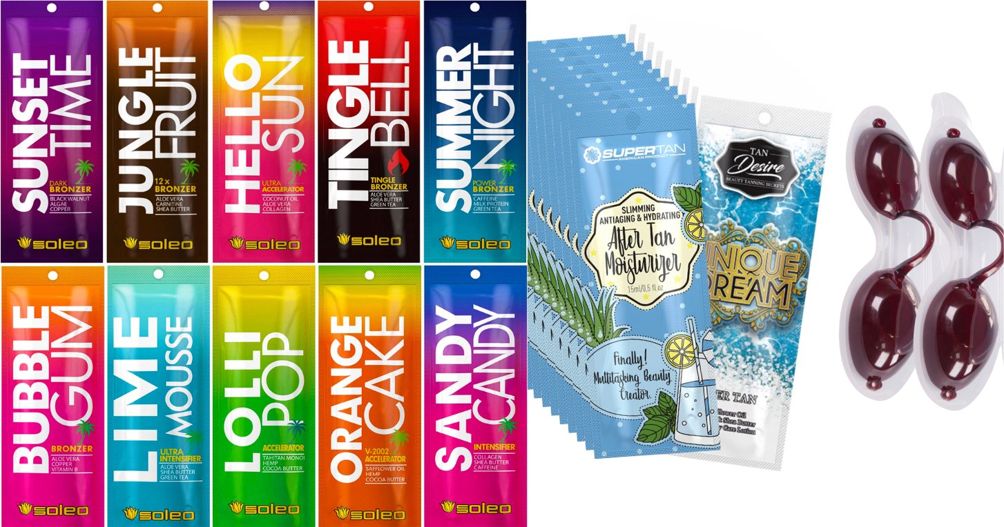 Soleo Basic Pakiet Saszetek 100 Sztuk + 10szt Unique Dream i 10szt After Tan + 2szt Okularków