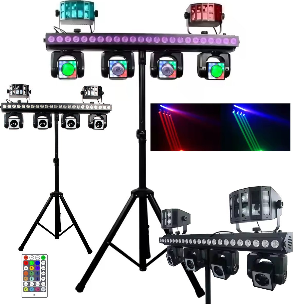 LIGHT4ME MT BAR 3 zestaw oświetleniowy multiefekt świetlny 4w1 4x głowica ruchoma beam 4x40W RGBW LED