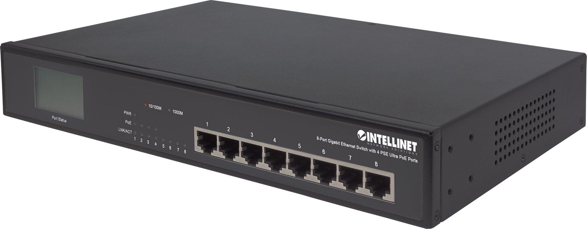 Switch Intellinet Network Solutions GIGABIT 8xRJ45 / 4x PoE, wyświetlacz LCD (561310)