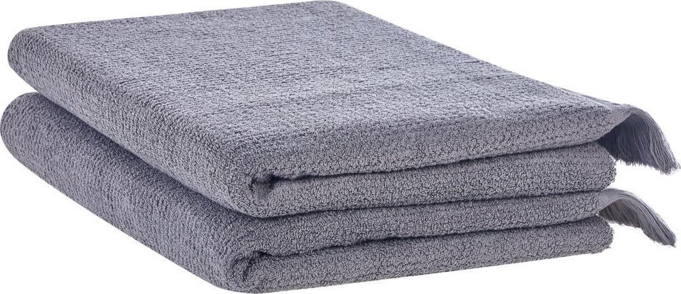 Beliani Komplet 2 ręczników bawełnianych frotte szary ATIU