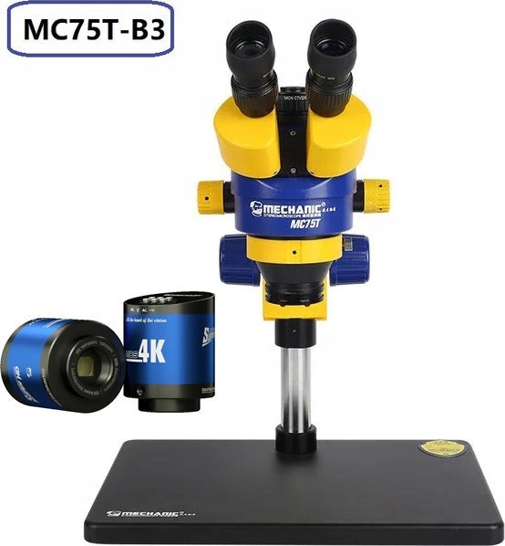 Mikroskop Stereo Triocular Mechanic MC75T B3 Minionek + Oświetlacz LED