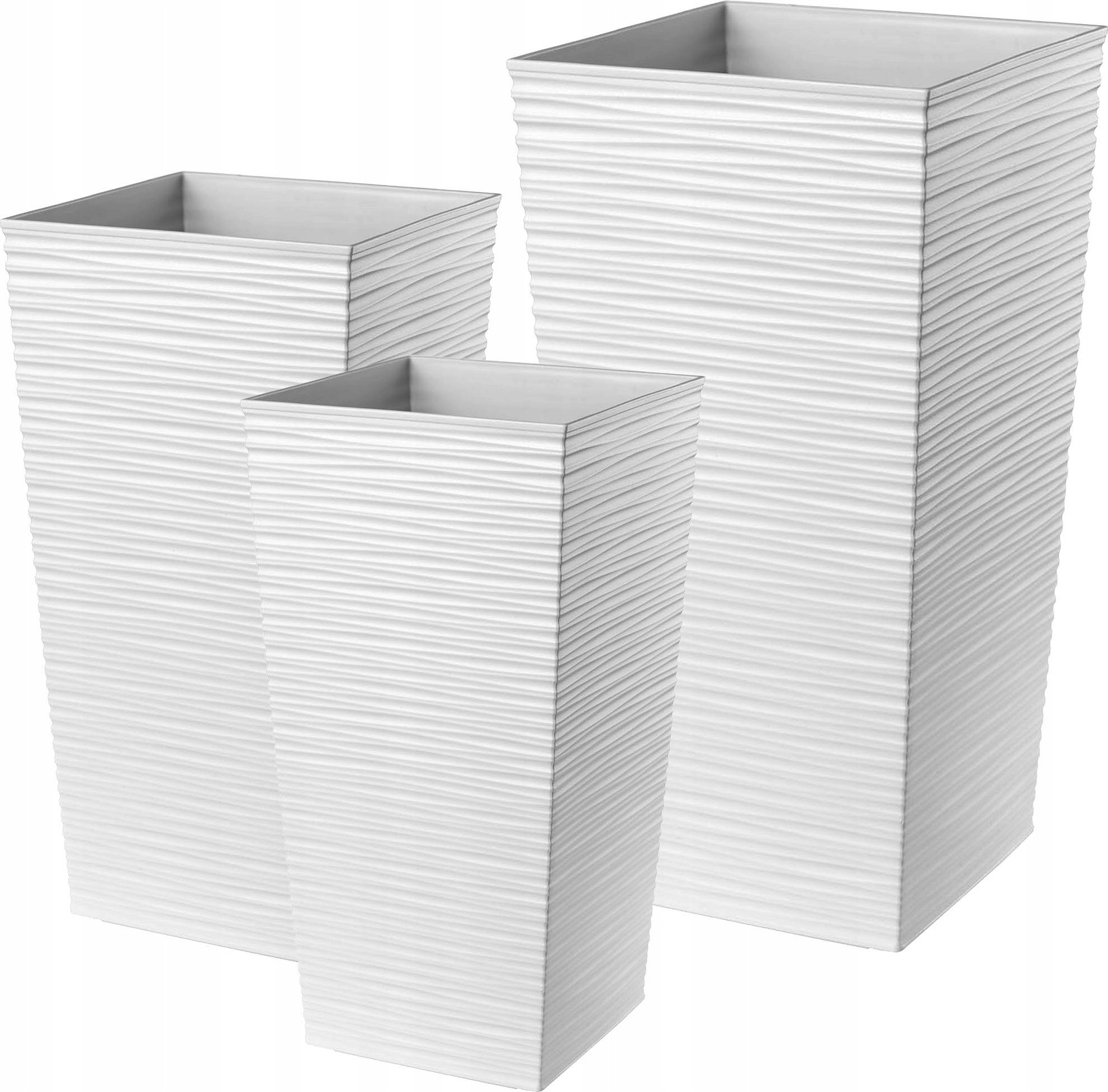 Kadax Zestaw 3x Doniczka Donica Wkład Biały Dłuto Duża