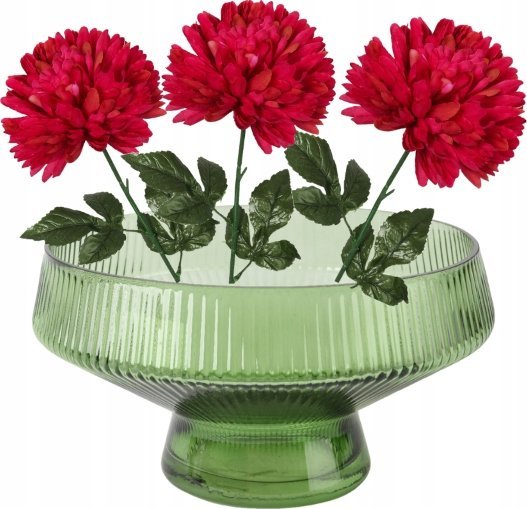 Wazon szklany na kwiaty zielony 23,6x12,8cm Przezroczysty dekoracyjny