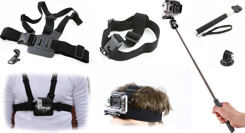Xrec Zestaw 3w1 MONOPOD / HEAD STRAP / CHEST MOUNT do GoPro HERO 4 3+ 3 2 1