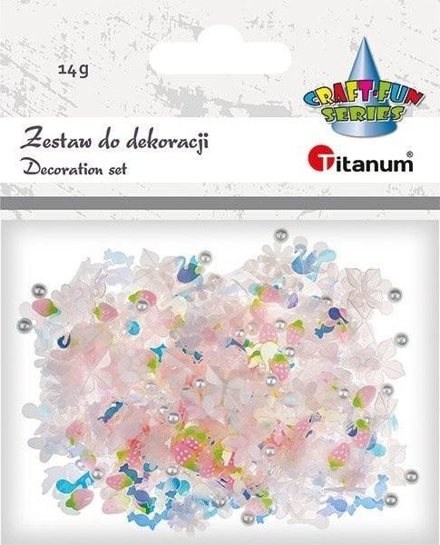 Zestaw perełki cekiny różowe14g mix