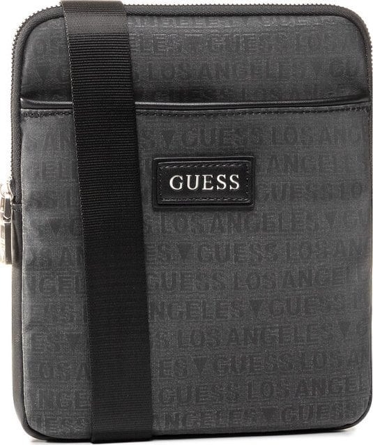 Guess, Dan, Flat Top Zip, Textile Crossbody Bag, Grey, 19 x 23 x 2.5 cm, For Men For Men