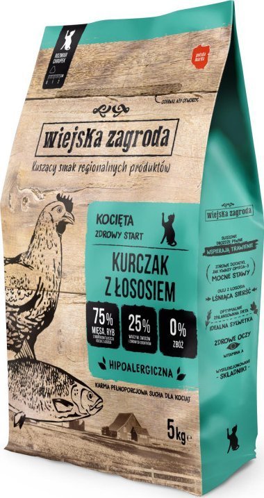 Wiejska Zagroda Kurczak z łososiem kocięta 5 kg