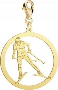 Radziszewska Pozłacany Charms Biegi narciarskie DEDYKACJA