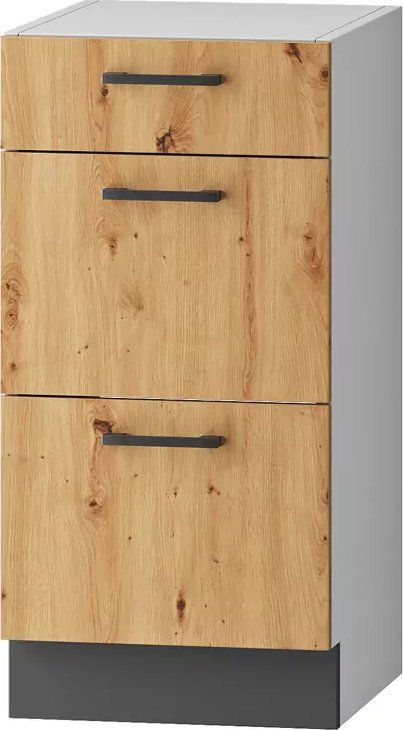 Elior Dolna szafka kuchenna z trzema szufladami dąb artisan - Rimer 7X 40 cm