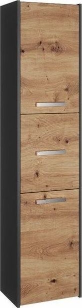 Topeshop Szafka łazienkowa, słupek, wysoki, 40x30x170 cm, antracyt, dąb artisan