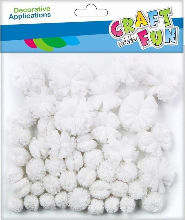 Craft with Fun CF OZDOBA DEK POMPON TKAN 43SZT BIEL PBH 12/144