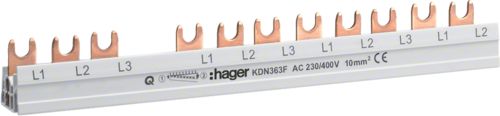Hager Szyna łączeniowa 3P 63A 10mm2 widełkowa (KDN363F)