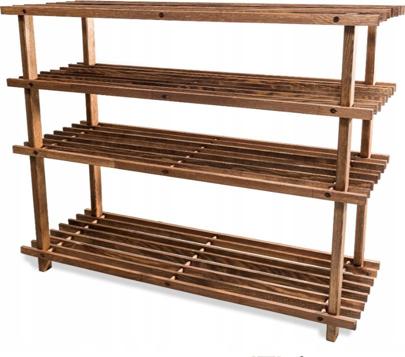 Wamar-Sosenka Drewniany Stojak na Buty Regał Szafka Szafa 4 półki RBO4 Brązowy Drewno Sosnowe