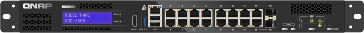 Switch Qnap QNAP QGD-1600 Zarządzany Gigabit Ethernet (10/100/1000) 1U Czarny, Szary