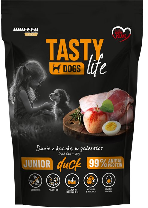 Tasty Dogs Life Junior Danie z kaczką w galaretce 500g
