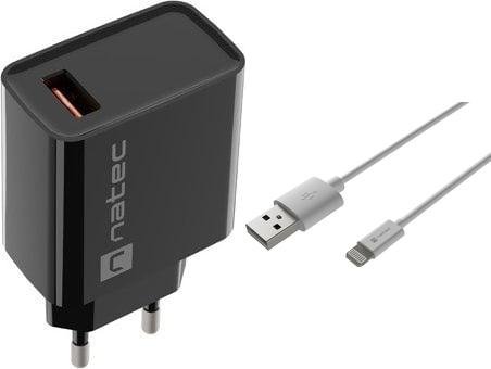 Ładowarka Natec Ribera 1x USB-A 3 A (NUC-2058) + Kabel USB-A - Lightning 1 m Biały