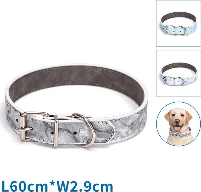 Nobleza Obroża dla psa ze sztucznej skóry z PU z nadrukiem w kształcie fali Obroża dla psa ze sztucznej skóry z PU z nadrukiem w kształcie fali