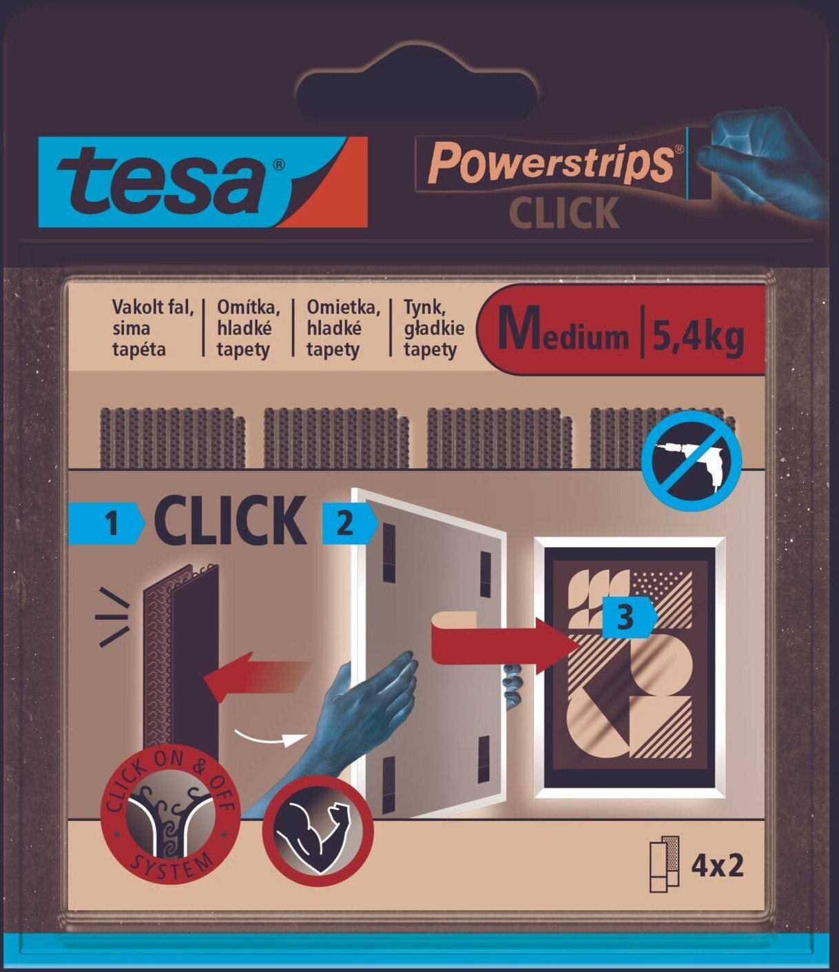 RZEP SAMOPRZYLEPNY WEW.POWERSTRIPS 4 PARY M 80MM:20MM, BIAŁY