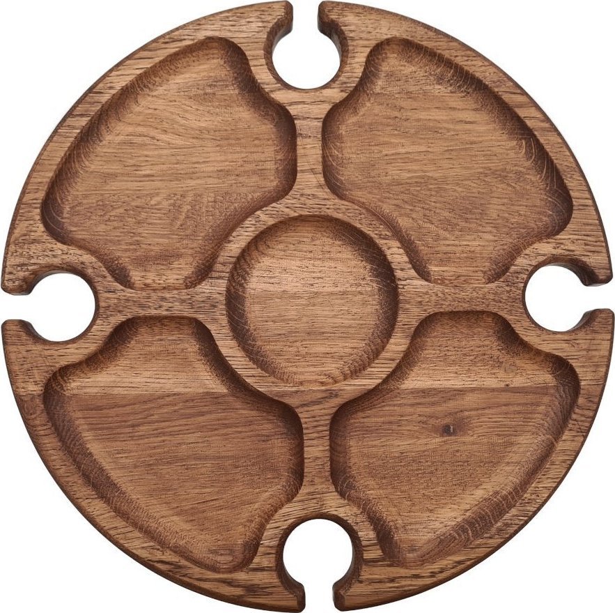 Stoliczek składany piknikowy do wina i przekąsek nr6 - ciemny dąb