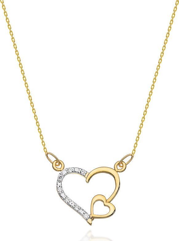 Best Diamonds złoty naszyjnik serce z brylantami 0.03 ct Uniwersalny