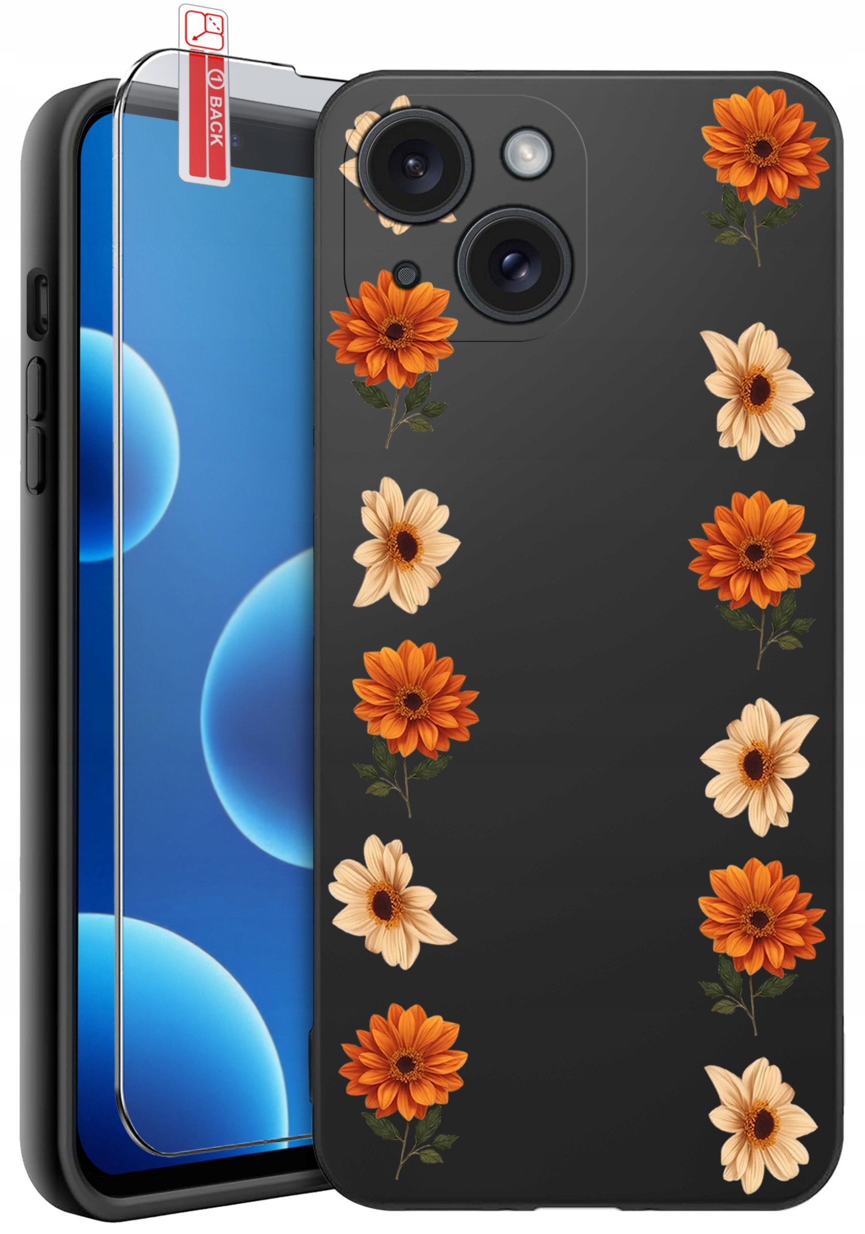 ETUI do iPhone 13 | 14 | WZORY | SILIKONOWE MATT CASE + SZKŁO 9H