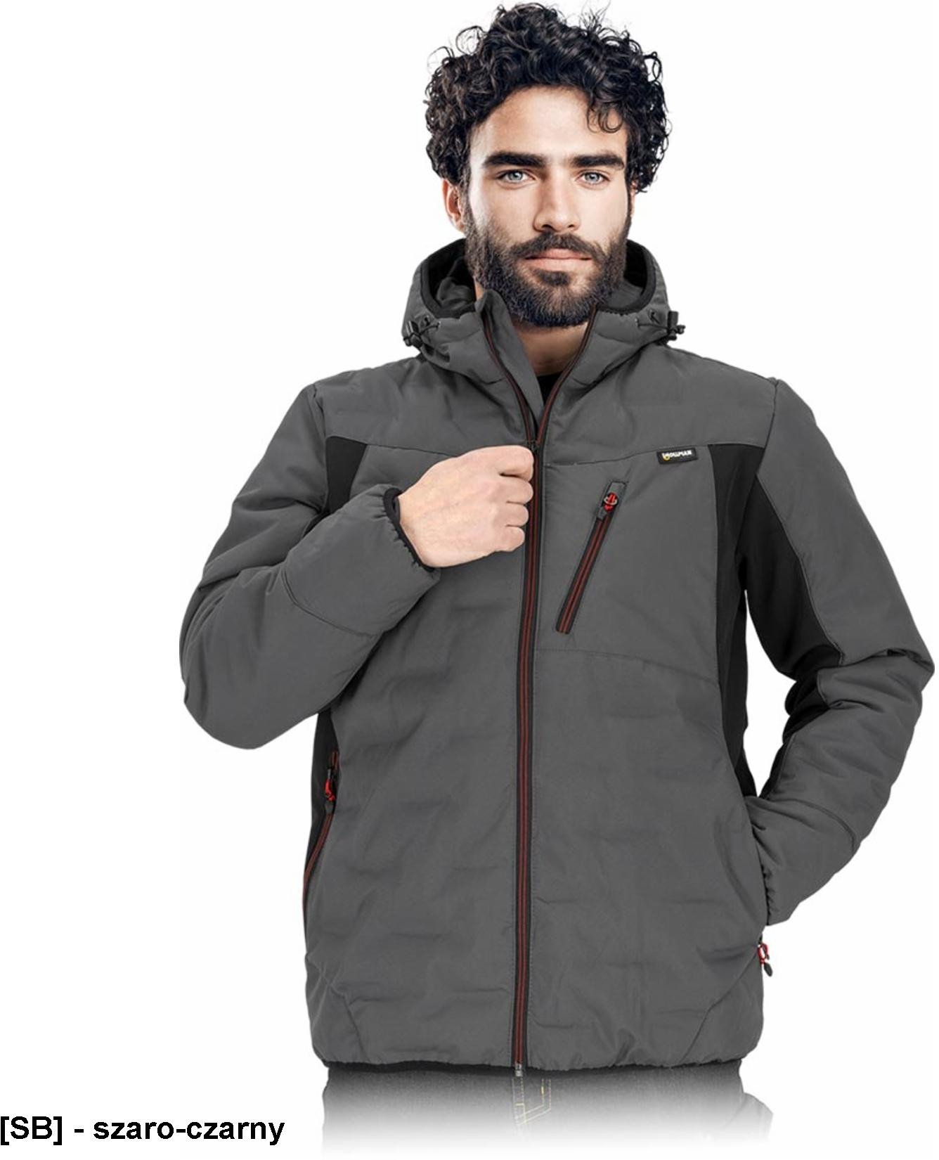 LH-NORDLAND - męska kurtka ochronna ocieplana L.HOLLMAN pikowana wodoodporna oddychająca kaptur odblaskowe elementy kieszenie na suwak elastyczne wyko