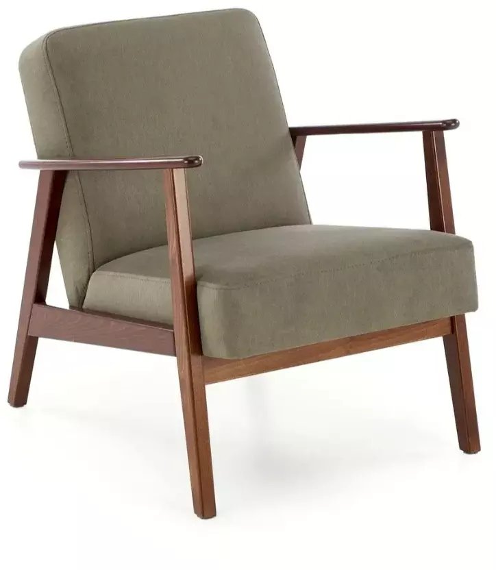 Halmar Fotel upholstered MILANO 1S oliwkowy/orzech