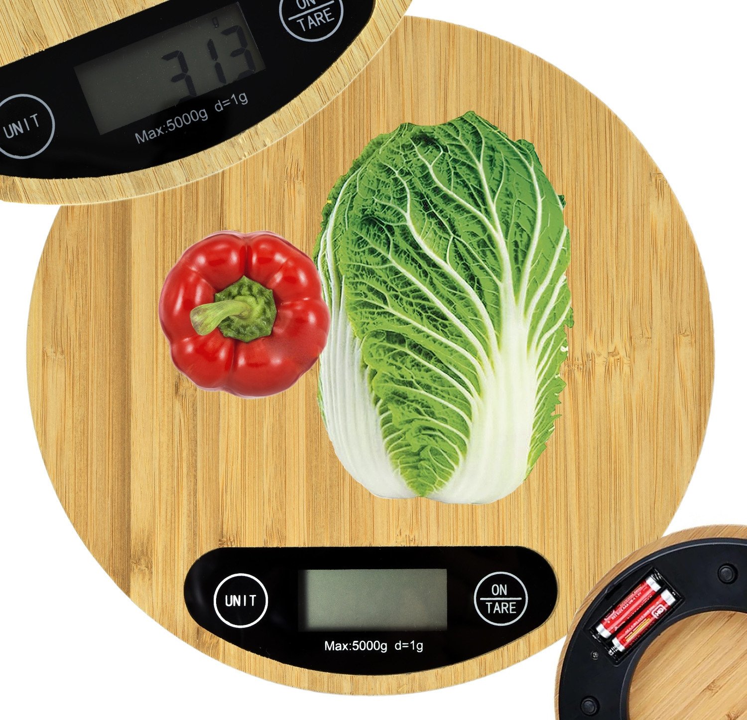 Waga kuchenna bambusowa elektroniczna lcd domowa płaska dotykowa do 5kg