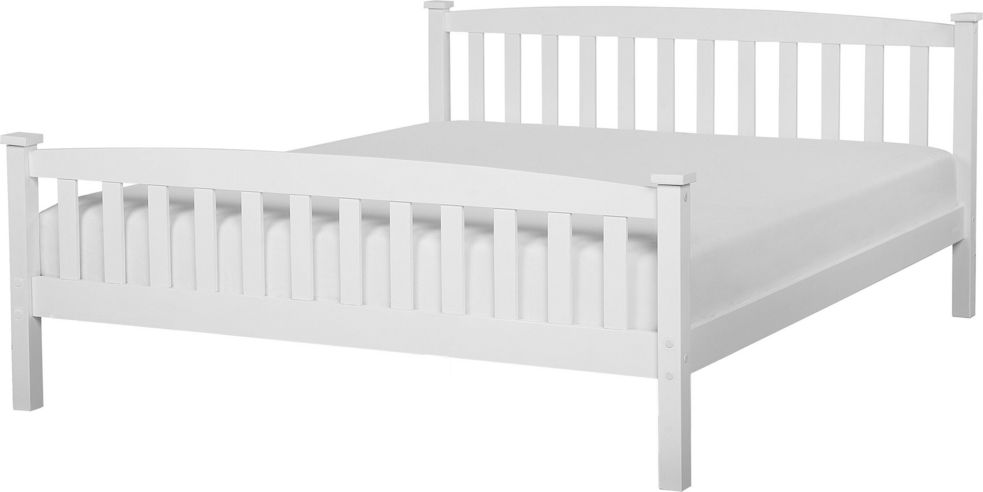 Beliani Łóżko drewniane 160 x 200 cm białe GIVERNY