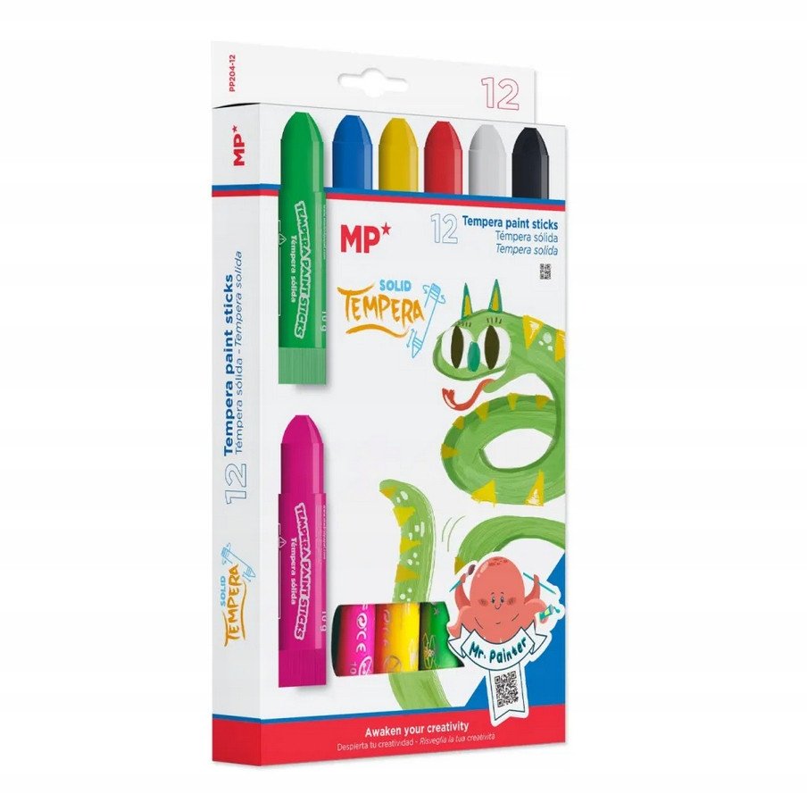 Farby tempera w sztyfcie 12 kolorów