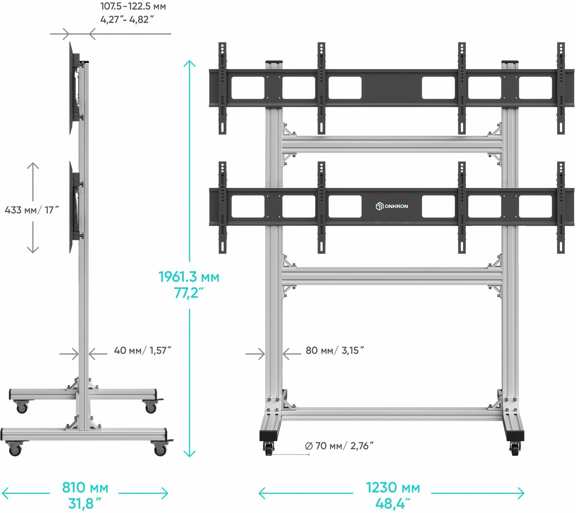 TV/VIDEO ACC FLOOR MOBILE ST./FSPRO2L22-S ONKRON