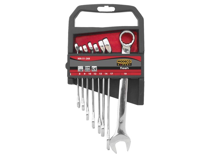 Modeco Zestaw kluczy płasko-oczkowych 8-19mm 8szt. (MN-51-268)