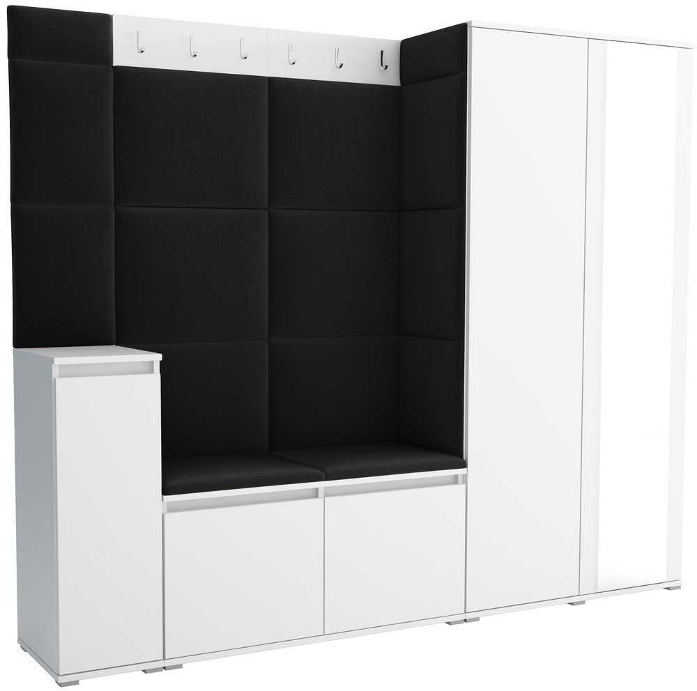 Tapicerowana garderoba Noris VIII z lustrem - kolor biały + tkanina Trinity 16