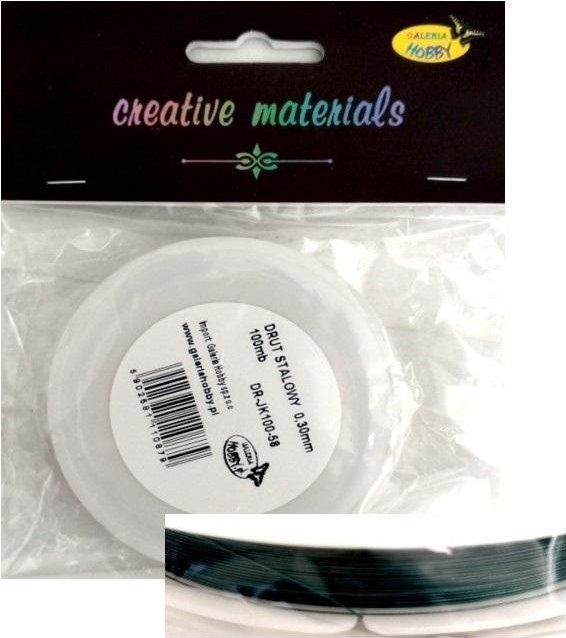 Drut stalowy 0.3mm duża szpula 100mb ciemnozielony