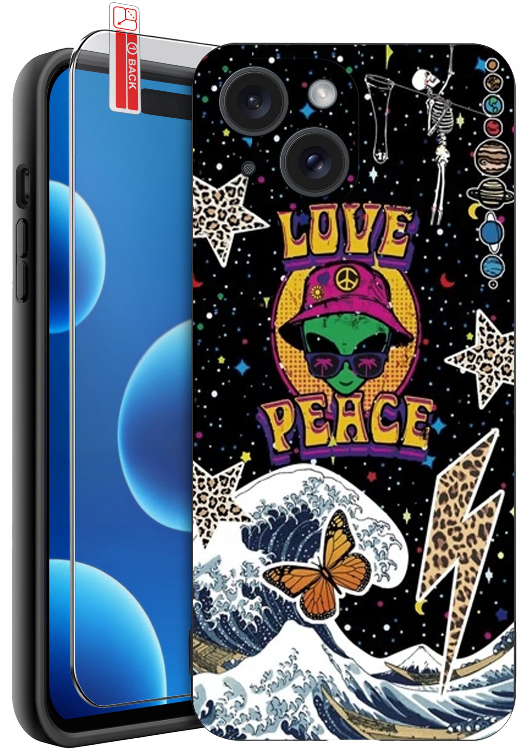 ETUI do iPhone 15 | WZORY | SILIKONOWE MATT CASE + SZKŁO 9H