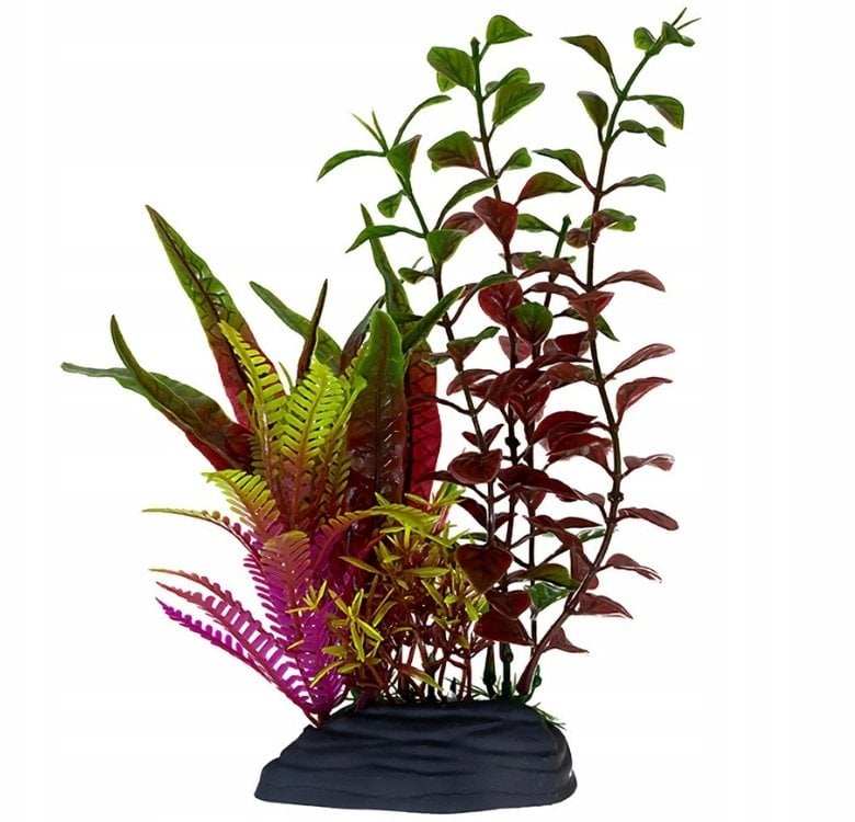 Aqua Natura, roślina, do dekoracji akwarium, bordowo-zielona, plastikowa, 18 cm , mix roślin