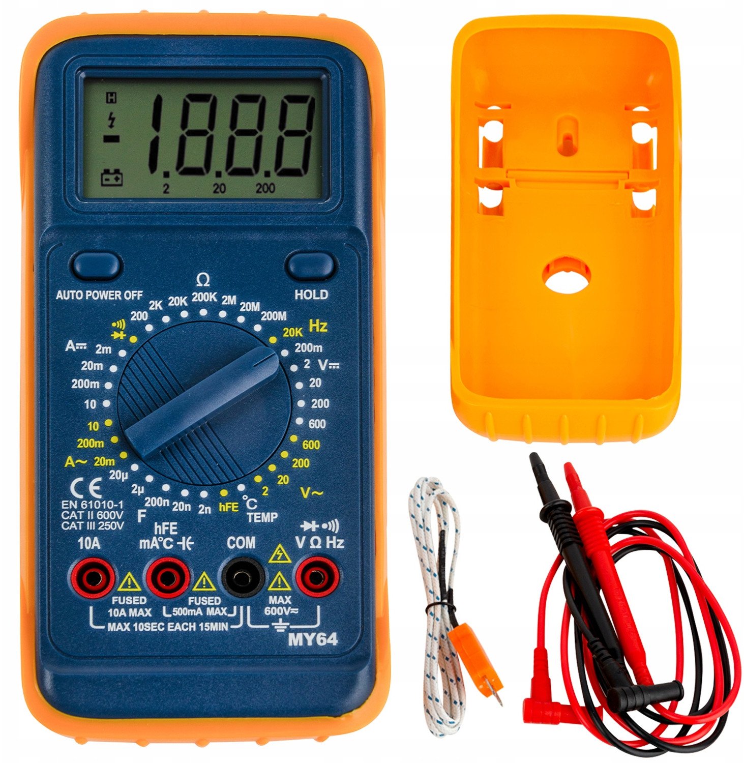 Dokładny Multimetr Cyfrowy Elektryczny Miernik Prądu Tester + Termosonda My64