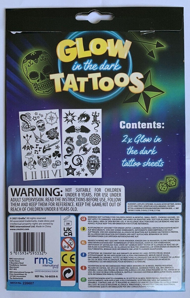Snazaroo Tatuaże świecące w ciemn. 16-6059-A 93332